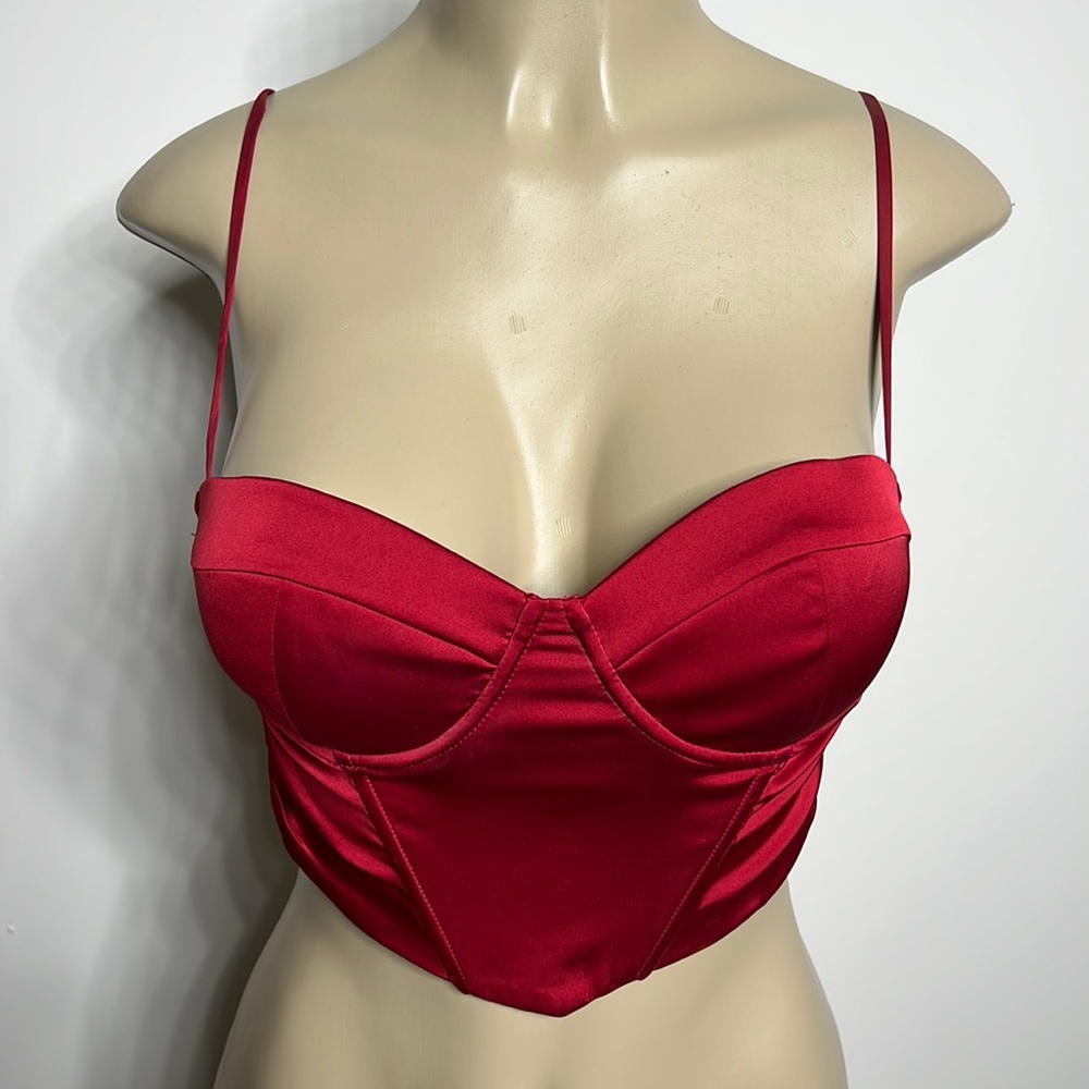 Oh Polly size 6. Red satin crop top